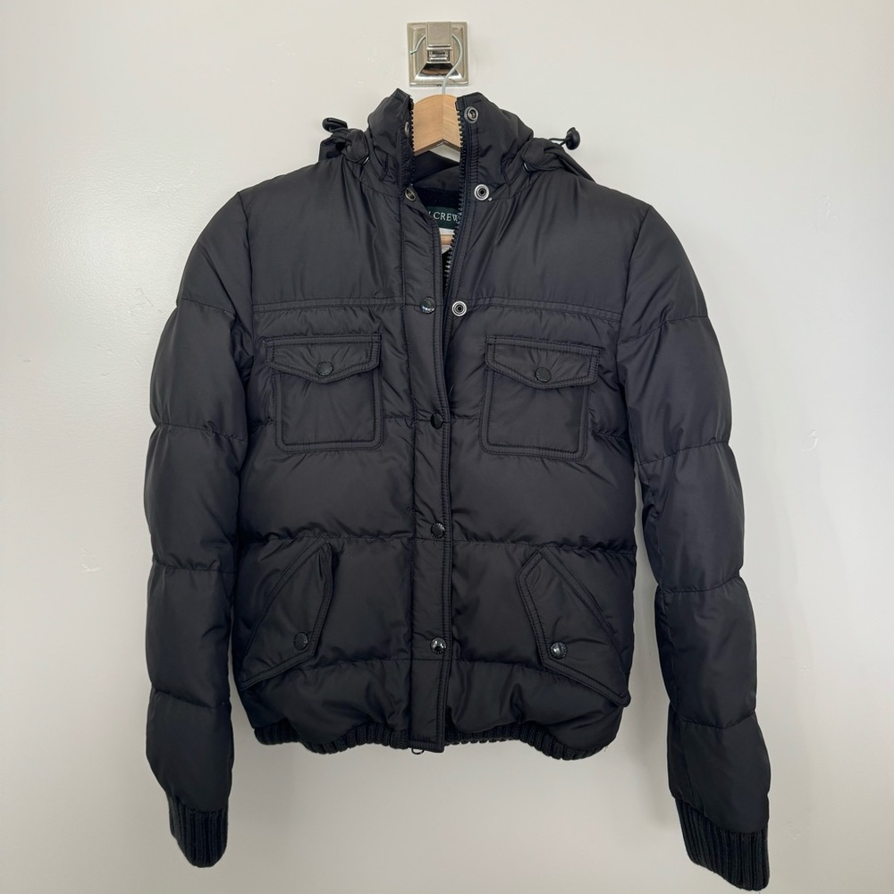 J. Crew Black Down Puffer Coat / Puffy Jacket w/ Soft Furry Lining - XS
